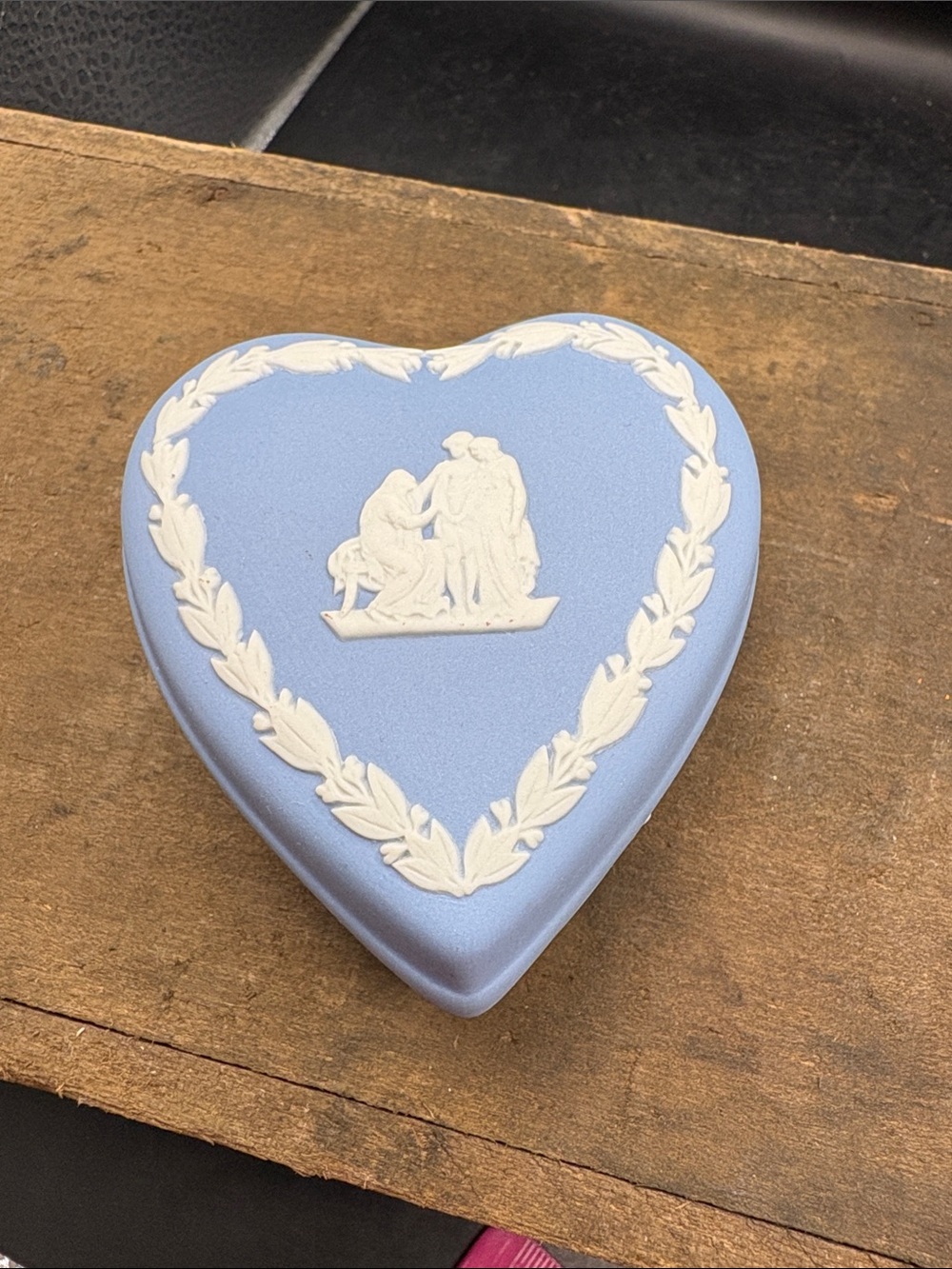 Wedgwood 3 Graces Blue Heart-Shaped Jasperware Trinket
